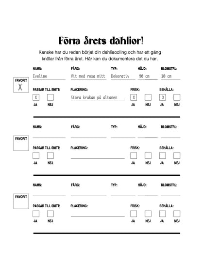 Mina dahlior -  En arbetsbok för dahliaälskare